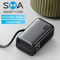 Batterie externe portable en plastique 10000mAh 45W avec câble intégré, logo personnalisé, style multicolore, batterie Li-Polymère sans fil – Vente en gros