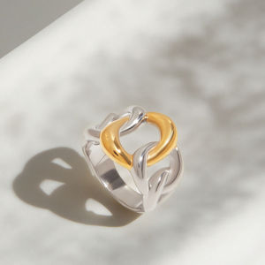 Architectural Interlock Or Argent Liens En Acier Inoxydable Sculptural Personnalisé Anneau pour Summer Urban Edge - Product Image 1