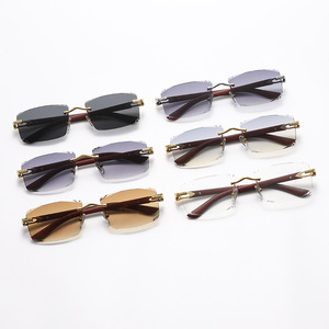 Occhiali da sole quadrati rettangolari in stile classico stile personalità senza cornice in metallo dorato alla moda occhiali da uomo senza montatura - Product Image 2