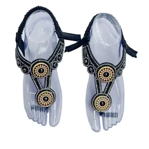AB couleur strass semi-fini à la main diamant conception chaussures supérieure PU matériel fleur comme femmes sandale supérieure
