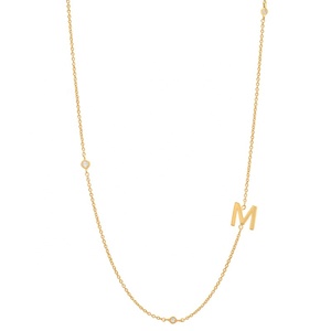Collier en acier inoxydable doré personnalisé avec nom, minuscules breloques en cristal, 26 initiales, chaîne fine, vente en gros de bijoux cadeaux pour femmes - Product Image 1