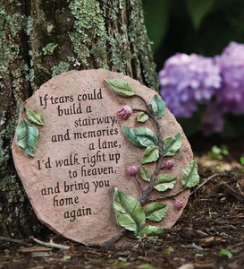 Piedras conmemorativas grabadas de forma redonda decorativas para jardín, piedras escalonadas de resina de 12 pulgadas, Memorial - Product Image 1
