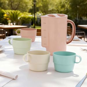 4 Pieces Outdoor in 1 Big Cup Case Bpa Free <b>Plastic</b> <b>Mugs</b> Set With Handles for Camping Hiking Backpacking Picnic - Product Image 3