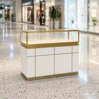 Vitrine d'exposition de bijoux en verre trempé de style moderne, en métal et en contreplaqué MDF, avec éclairage LED