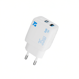 Cargador Rápido y Seguro Dual NCC CD-0402 EU 35W GaN USB + TYPE-C con Pantalla Digital Multifunción Blanco - Product Image 2