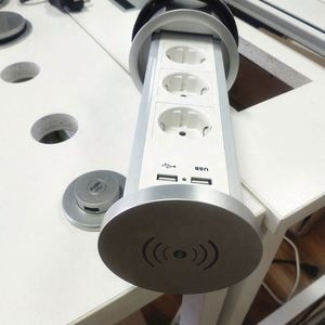 Presse d'alimentation hydraulique 3 voies française <span class=keywords><strong>E</strong></span> U Pop up prise de bureau prise de charge sans fil de cuisine motorisé<span class=keywords><strong>e</strong></span> avec 2 ports USB - Product Image 3