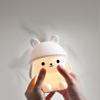 Lampada da Notte LED Portatile a Forma di Coniglio, Luce Notturna Colorata per Bambini, Personalizzabile, in Silicone, Carina, con Cambio Colore