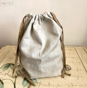 Sacchetti di pane con coulisse <span class=keywords><strong>in</strong></span> puro lino borsa <span class=keywords><strong>in</strong></span> <span class=keywords><strong>tessuto</strong></span> di cotone di lino stampato personalizzato rustico riutilizzabile puro al 100% - Product Image 3