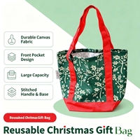 Sac fourre-tout de Noël, sac cadeau, toile de coton polyester, poignée épaisse imprimée, sac de courses à main, grande capacité