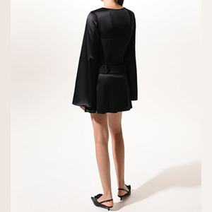 Vestido Mini Elegante de Lujo para Mujer, con Cuello en V, Manga Larga, Ajustado y que Estiliza la Cintura, Venta al por Mayor - Product Image 2