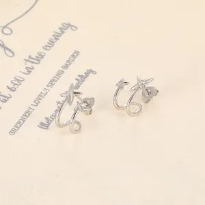 Women's Four-star Earrings High Quality U-shaped Shiny Star Earrings Vintage Fashion Earrings