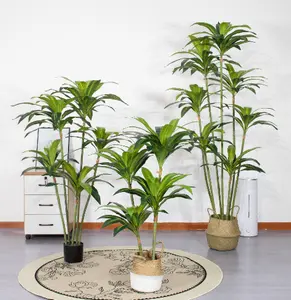 Maceta de madera brasileña de piso grande, decoración interior del hogar, árbol de simulación, planta de hierro brasileña, planta verde de simulación