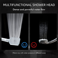 Pommeau de Douche Carré Haute Pression à Main, 3 Modes de Jet, Bouton de Commutation, Débit d'Eau Réglable pour Salle de Bain et Hôtel