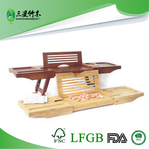 Soporte telescópico de bambú para bañera con patas, soporte multifuncional para spa de baño, estante para bañera, fábrica de bambú y madera. - Product Image 5