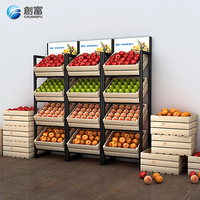 Professionele Service Goede Kwaliteit Multi Layer Supermarkt Fruit Groente Gebied Rekken Rek Metalen & Hout/Mdf, metallic + Hout