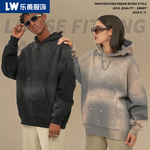 Sweat à capuche unisexe pour homme en coton lourd vintage uni respirant ample pour l'hiver - Product Image 4