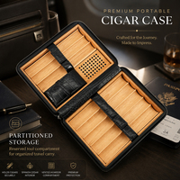 GUEVARA Tube à cigares de voyage en cuir grain crocodile, doublure en cèdre espagnol, humidor portable à fermeture éclair, support de rangement à compartiments, personnalisable
