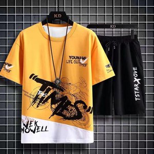 Completo Estivo da Uomo: T-shirt e <span class=keywords><strong>Pantaloncini</strong></span> Sportivi Casual a Maniche Corte, Set <span class=keywords><strong>di</strong></span> Due Pezzi Elegante - Product Image 5