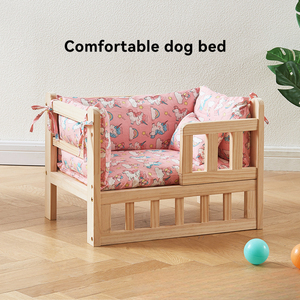 Cama ecológica de madera maciza para perros, nido para mascotas, uso en todas las estaciones, extraíble, lavable, diseño elevado, forma cuadrada, estilo clásico, vida - Product Image 2