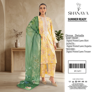 ผ้าคลุมไหล่พิมพ์ลายดิจิทัลแบบกลับด้านได้สำหรับผู้หญิง Shanaya สีเขียวเหลืองลายดอกไม้แบบดั้งเดิมทรงหลวมยาวคลุมถึงพื้น ผ้าสไตล์อินเดียปากีสถาน - Product Image 4
