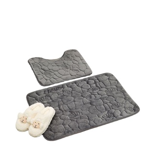 2Pcs Modern Bathroom Mat Set U Shape Bathroom Carpet Toilet Mat Non-Slip <strong>Badmat</strong> Water Absorbent Bath Mat - Product Image 1