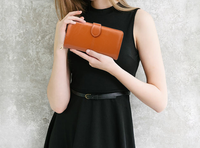 Dompet Wanita Clutch Kulit PU, Dompet Koin, Tempat Kartu, Dompet Panjang Multifungsi untuk Wanita dengan Resleting