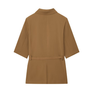 <span class=keywords><strong>Nouvelle</strong></span> <span class=keywords><strong>collection</strong></span> automne pour femmes : Blazer à manches courtes avec ceinture et short large de couleur unie pour un look élégant - Product Image 3