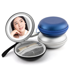 Miroir de maquillage LED rond portable rechargeable avec lumière pour les voyages et les cadeaux - Product Image 5