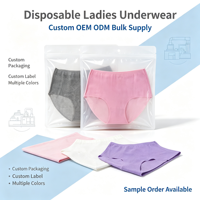 Sous-vêtements jetables pour hôtel et voyage, OEM ODM, emballage personnalisé, culottes jetables pour femmes, vente en gros