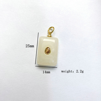 Collier pendentif carré en pierre naturelle plaqué or 18 carats Dopamine DIY, bijoux de mode multicolores, cadeau d'anniversaire pour elle