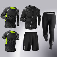 Ensemble de Vêtements de Sport Personnalisé à Séchage Rapide, Collants et Pantalons de Sport Respirants, Ensemble de 5 Pièces pour Gym, Fitness, Entraînement et Course à Pied pour Hommes