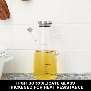 Distributeur d'huile en verre borosilicate avec bec anti-goutte et échelle graduée, couvercle en acier inoxydable pour cuisine, distributeur de <span class=keywords><strong>vinaigre</strong></span> - Product Image 2