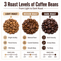 Grains de café Arabica et Robusta torréfiés moyennement du Brésil et d'Éthiopie, offrant des services OEM et ODM, conditionnés en 1 kg