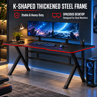 Bureau de jeu pour PC à hauteur réglable avec étagère pour la maison, la chambre ou les appartements locatifs, modèle fabriqué en Chine, sans surface de travail