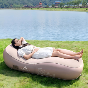 Canapé gonflable électrique en tissu peluche avec pompe intégrée pour usage extérieur et intérieur, idéal pour la pause déjeuner - Product Image 4