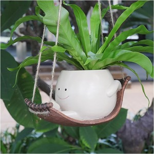 Jolies créations en résine, pots <span class=keywords><strong>de</strong></span> fleurs suspendus avec visage souriant, pots <span class=keywords><strong>de</strong></span> fleurs suspendus avec visage <span class=keywords><strong>assis</strong></span>, pour décorations <span class=keywords><strong>de</strong></span> jardin - Product Image 4