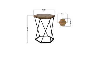 Petite et élégante table basse hexagonale en bois de manguier Design simple pour meubles de maison Portable et décoratif pour salon - Product Image 2