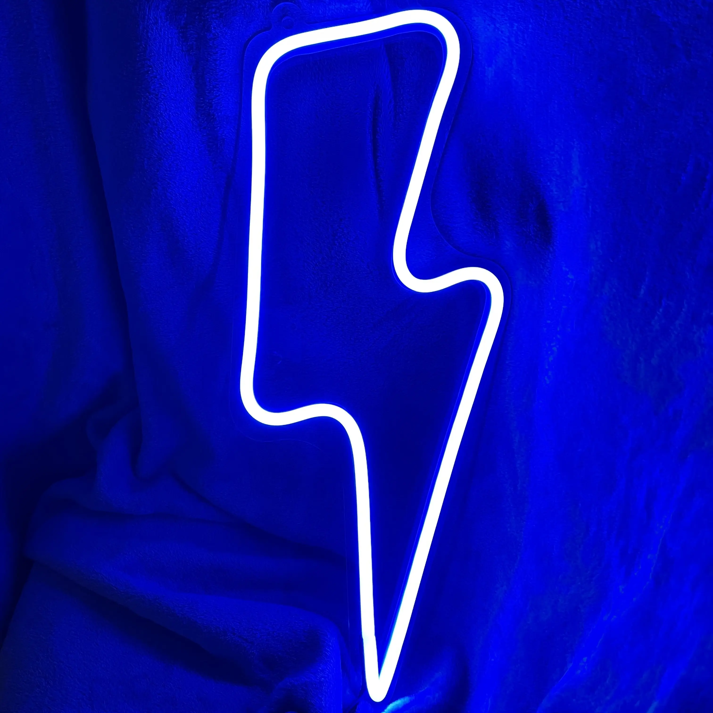 LED Lightning Bolt Neon Sign Decor Light Blue Neon Sign Room Front Lit Acrylic Led Letters Signage For Hotel And Shop