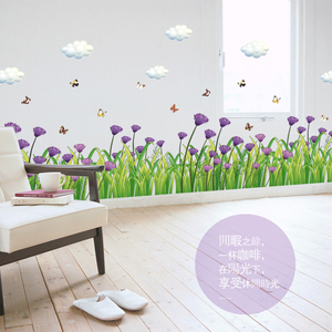 Viola Piccolo Fiori di Tarassaco Adesivi Murali Farfalle Colorate <span class=keywords><strong>Nuvole</strong></span> Bianche Decalcomania Della Parete Caldo Carta Da Parati Decorativi Per La Camera Da Letto - Product Image 2