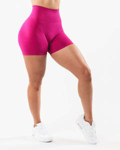 Shorts Deportivos Cortos sin Costuras para Mujer, Color AZUL FRANCÉS, Cintura Alta, Shorts de Yoga con Efecto Scrunch - Product Image 2