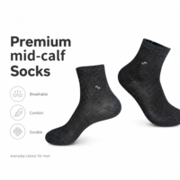 Chaussettes mi-mollet gris foncé mélangé pour hommes, avec mini-détail brodé, ultra-extensibles, confortables, pour le bureau, décontractées, pour l'extérieur et le sport