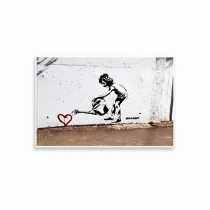 Printed Banksy Children Watering Heart Canvas: Artistic Street Art Decor,<b>WRAPPED</b> CANVAS - Product Image 2