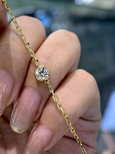 Xinfly 18K Solid Gold 0.41ctw Natural Diamond <b>Bubble</b> Bracelet | Bezel Set Diamond Charm Bracelet for Women | AU750 - Product Image 6
