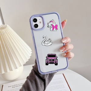 Pegatina Metálica Personalizada para Teléfono Móvil con Diseño de Anime Rosa, Lindo y Cambiable, para Coches, Etiqueta para Chicas, Logotipo Personalizado - Product Image 1