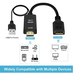 Konverter Adaptor Kabel Port Display HDMI 4K dengan Adaptor Daya USB Jantan Ke Betina HDMI Ke DP