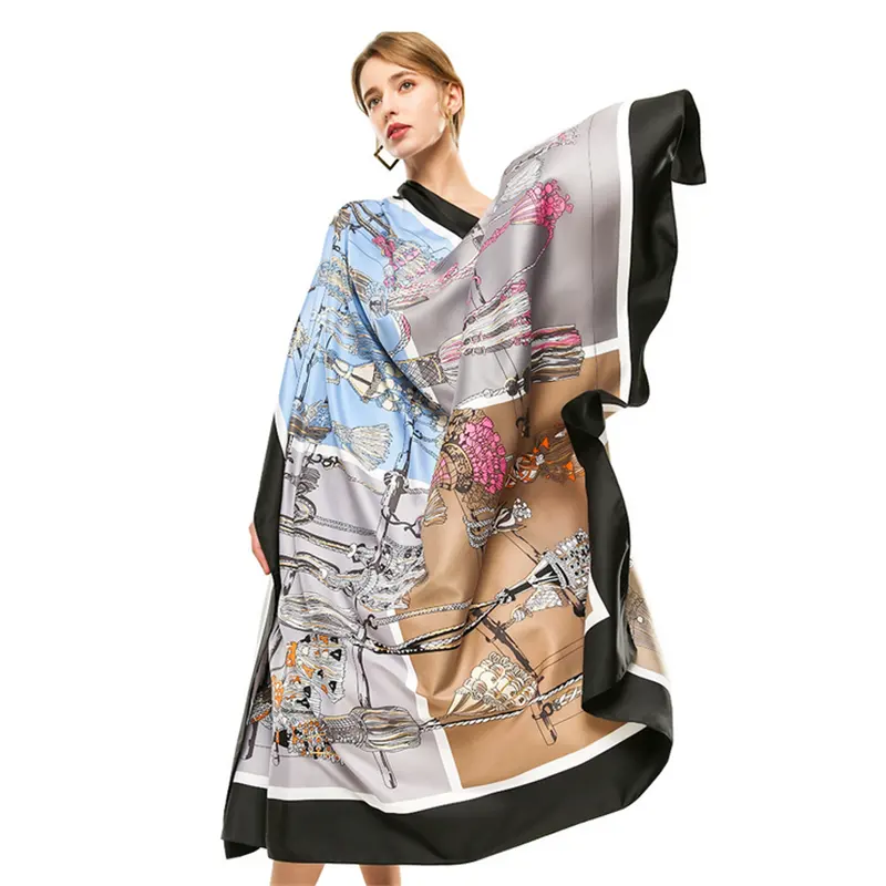 Bufanda cuadrada de seda para mujer, pañuelo de satén para el pelo, de Color sólido a la moda, gran oferta, 2023