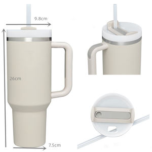 Gobelet isotherme en acier inoxydable de 40 oz avec paille, tasse de voyage anti-fuite avec poignée, double paroi isolée, sans BPA, réutilisable - Product Image 3