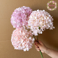 Bunga Hydrangea Sutra Hijau Kepala Besar 21 cm, Tangkai Tunggal, Murah, Bunga Hydrangea Artifisial untuk Dekorasi Meja Pernikahan