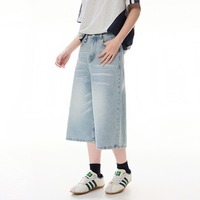 Shorts en jean baggy pour hommes, été 2025, style vintage délavé, coupe large, longueur 7/8, effet moustaches de chat, streetwear