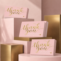 Cartes de remerciement personnalisées rose clair avec script doré pour les commandes de boutique en ligne, ensembles en gros pour insertion dans les emballages